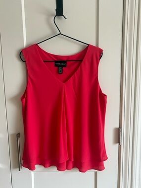 Frank Lyman Design Vibrant Pink Sleeveless V-Neck Layered Camisole